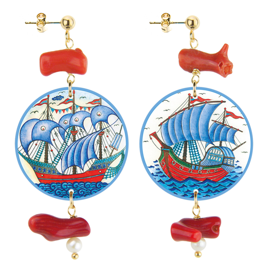 Orecchini Nave Rossa Piccolo Rubino - Lebole Maison